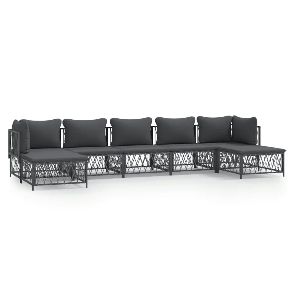 7 Piece Garden Lounge Set with Cushions Anthracite Steel 3186905