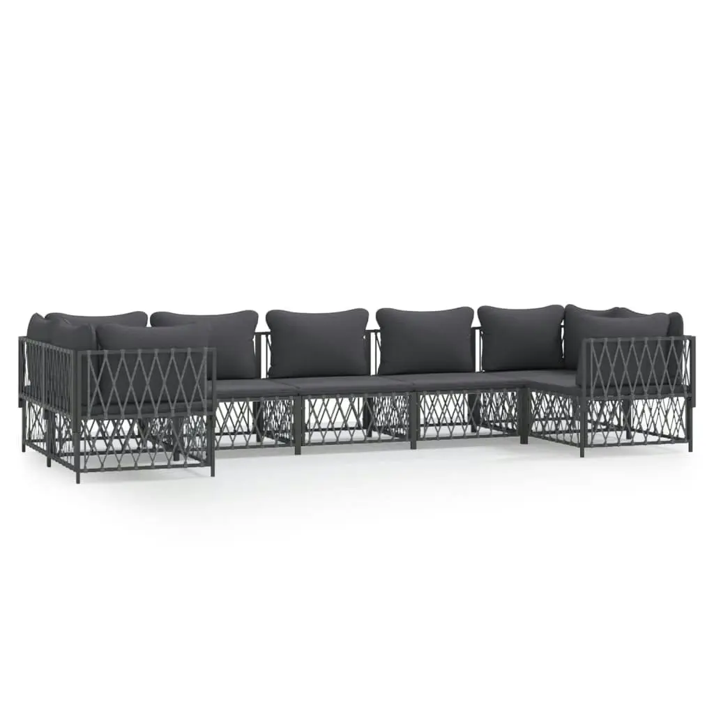 7 Piece Garden Lounge Set with Cushions Anthracite Steel 3186923