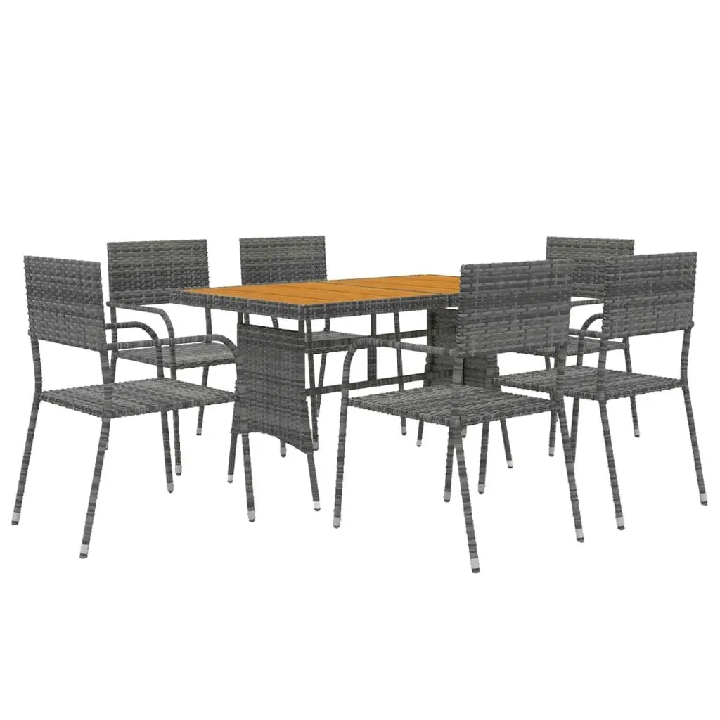 7 Piece Outdoor Dining Set Poly Rattan Grey 3120103