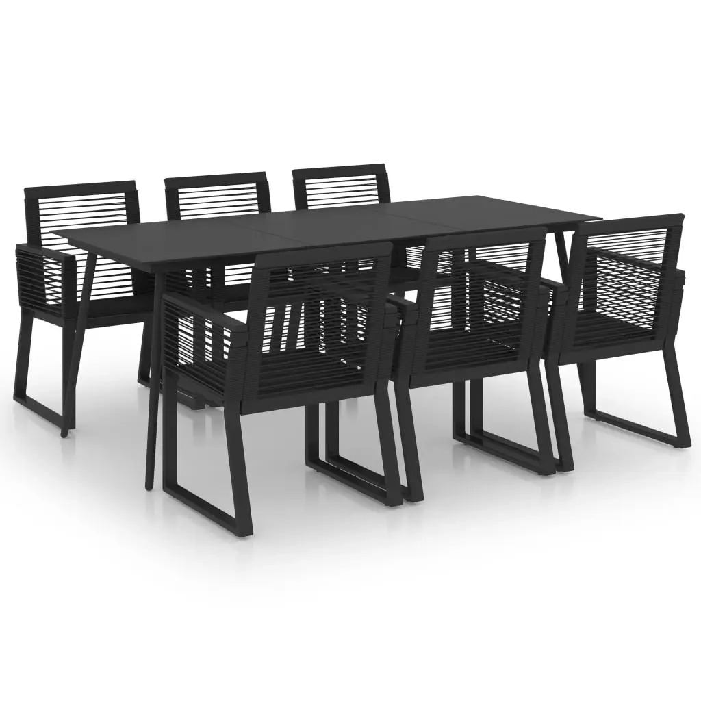 7 Piece Outdoor Dining Set PVC Rattan Black 3060217