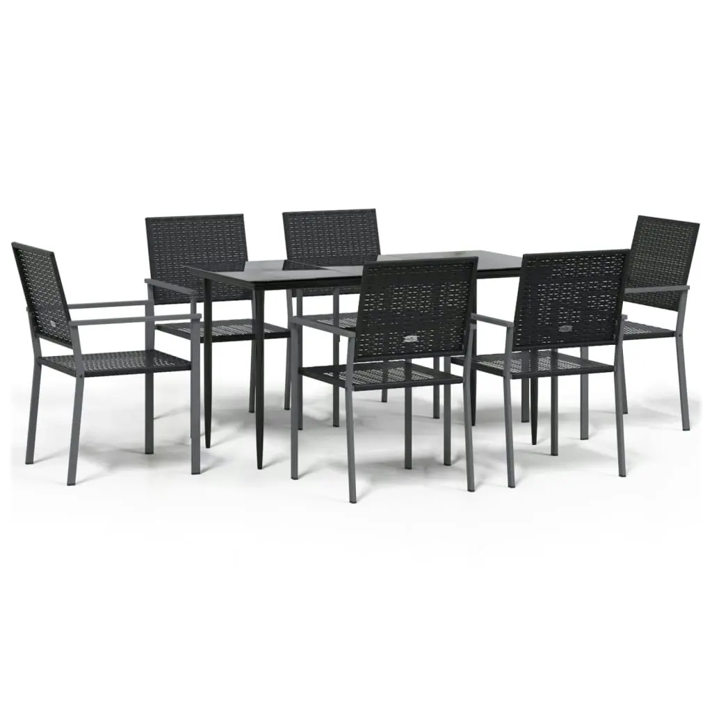 7 Piece Garden Dining Set Poly Rattan and Steel 3187008