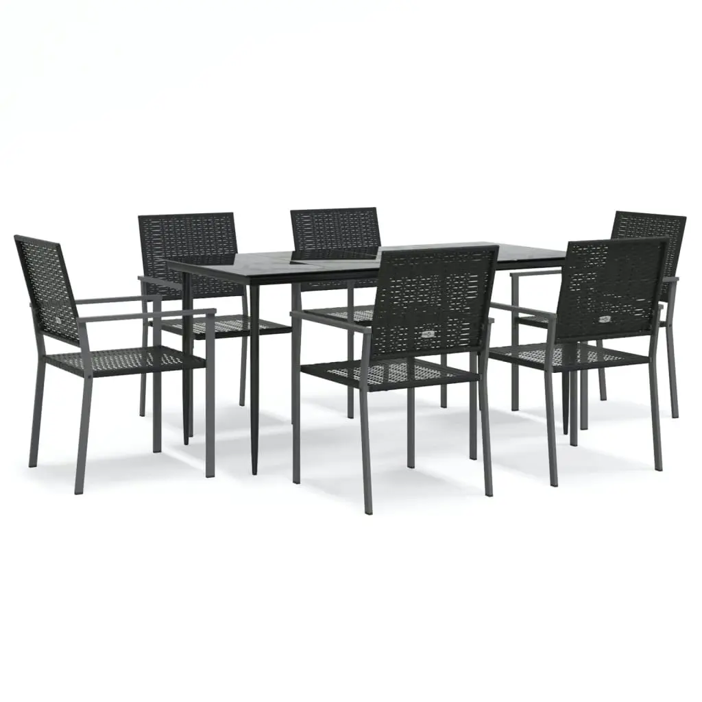 7 Piece Garden Dining Set Poly Rattan and Steel 3187012