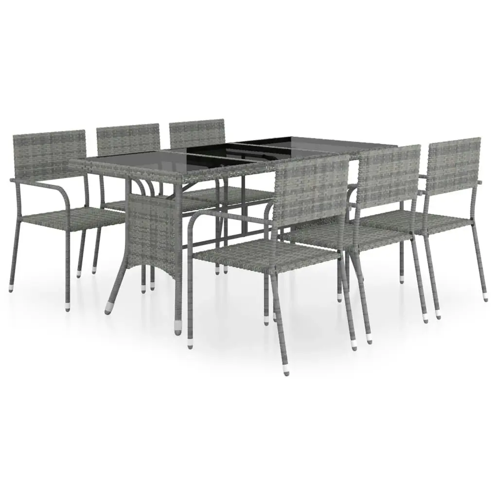 7 Piece Garden Dining Set Poly Rattan Anthracite & Grey 3059449