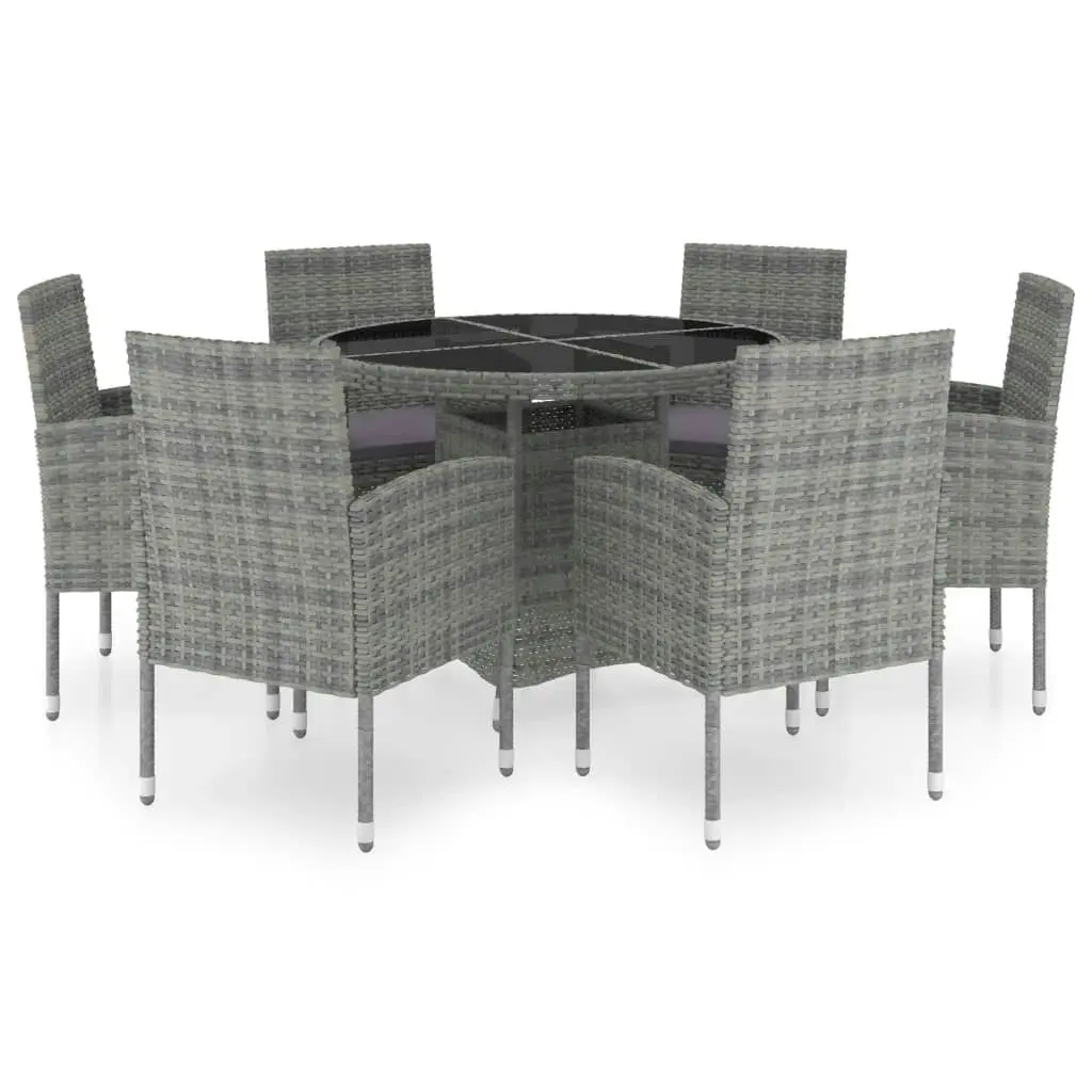 7 Piece Garden Dining Set Poly Rattan Anthracite & Grey 3059433