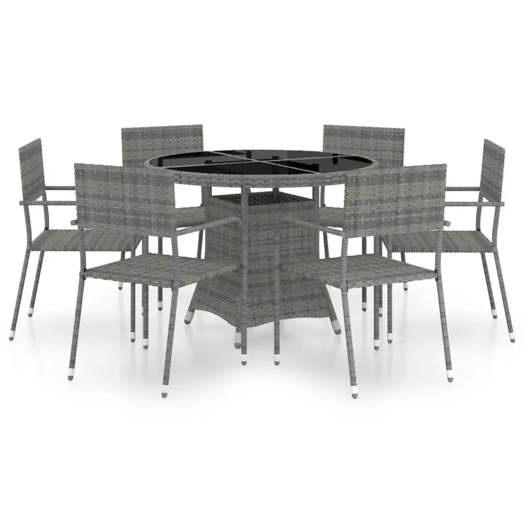 7 Piece Garden Dining Set Poly Rattan Anthracite & Grey 3059455