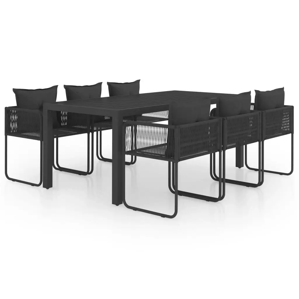 7 Piece Garden Dining Set PVC Rattan Black 3060104