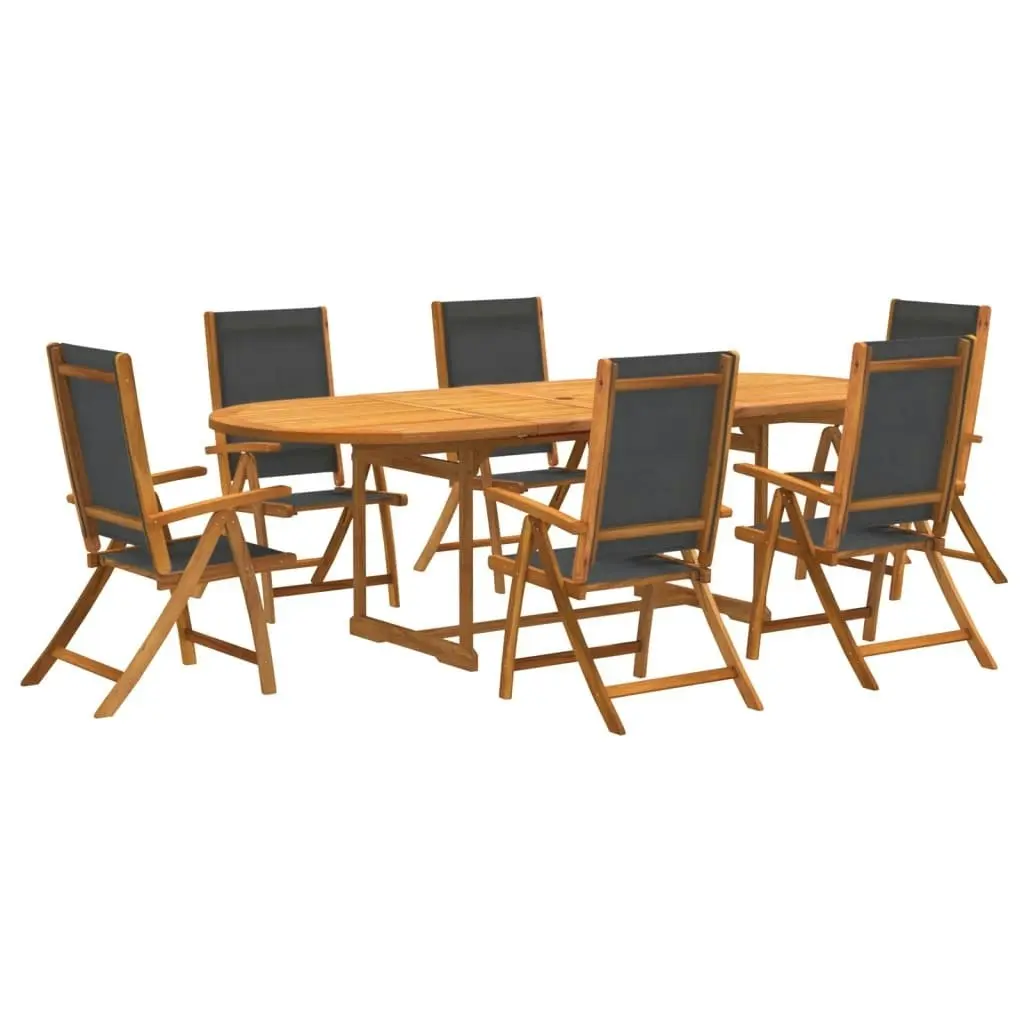 7 Piece Garden Dining Set Solid Wood Acacia and Textilene 3279262