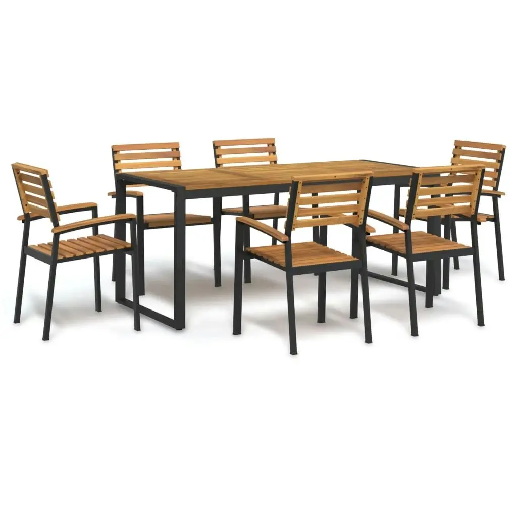 7 Piece Garden Dining Set Solid Wood Acacia and Metal 3155411