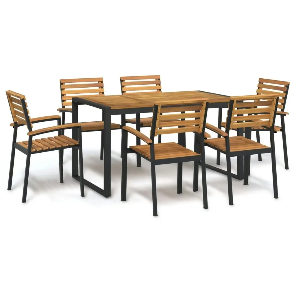 7 Piece Garden Dining Set Solid Wood Acacia and Metal 3155407