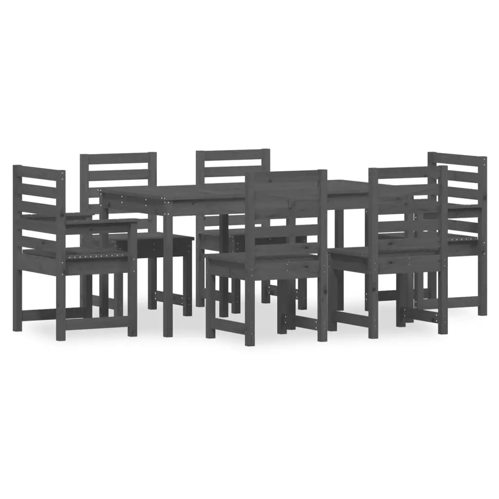 7 Piece Garden Dining Set Grey Solid Wood Pine 3154709