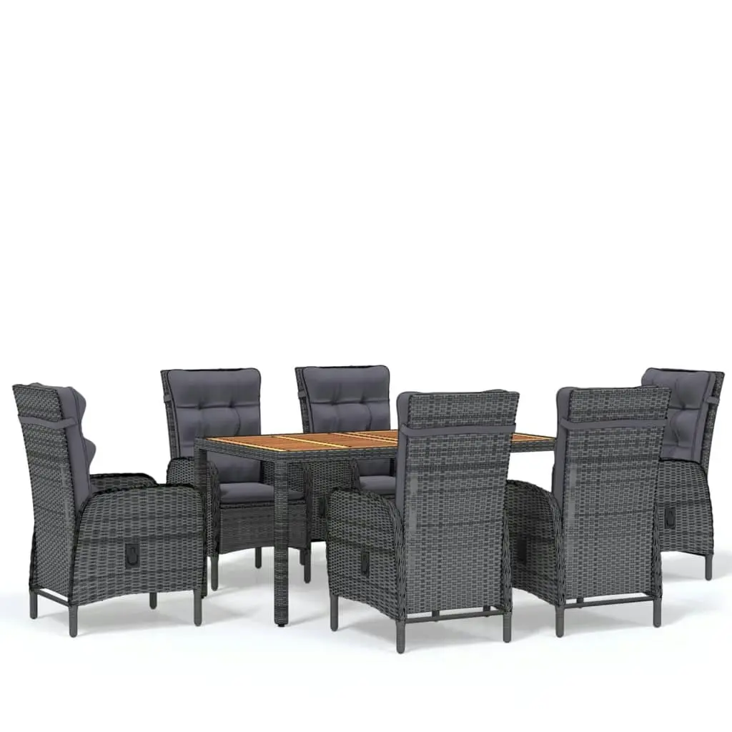 7 Piece Garden Dining Set Poly Rattan Grey 3058505