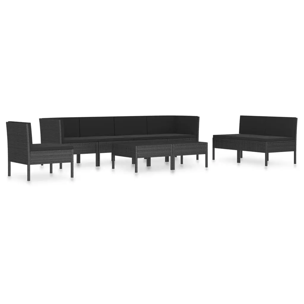 9 Piece Garden Lounge Set with Cushions Poly Rattan Black 3056971