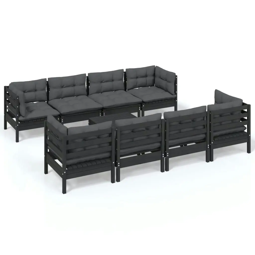 9 Piece Garden Lounge Set with Cushions Solid Pinewood 3096170