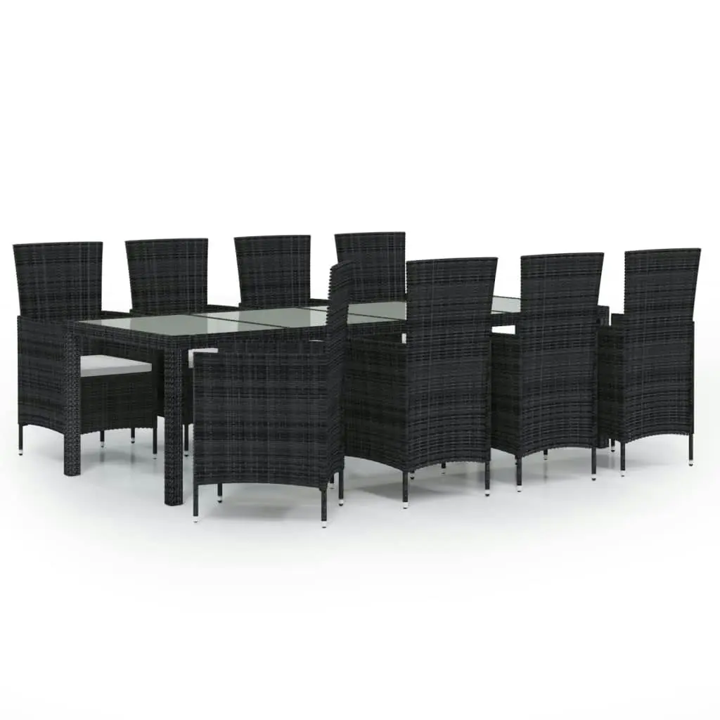 9 Piece Outdoor Dining Set with Cushions Poly Rattan Brown 3094823