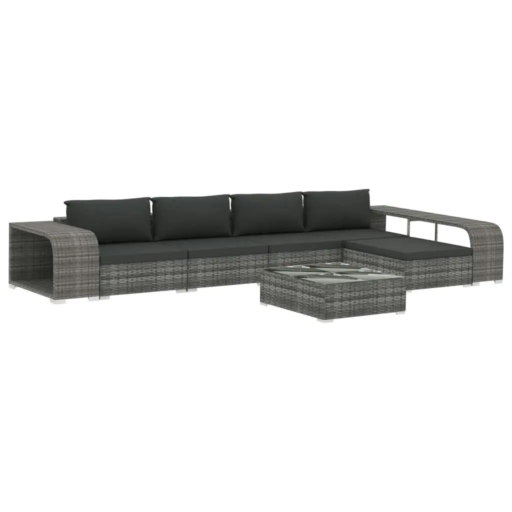 8 Piece Garden Lounge Set with Cushions Poly Rattan Grey 46820