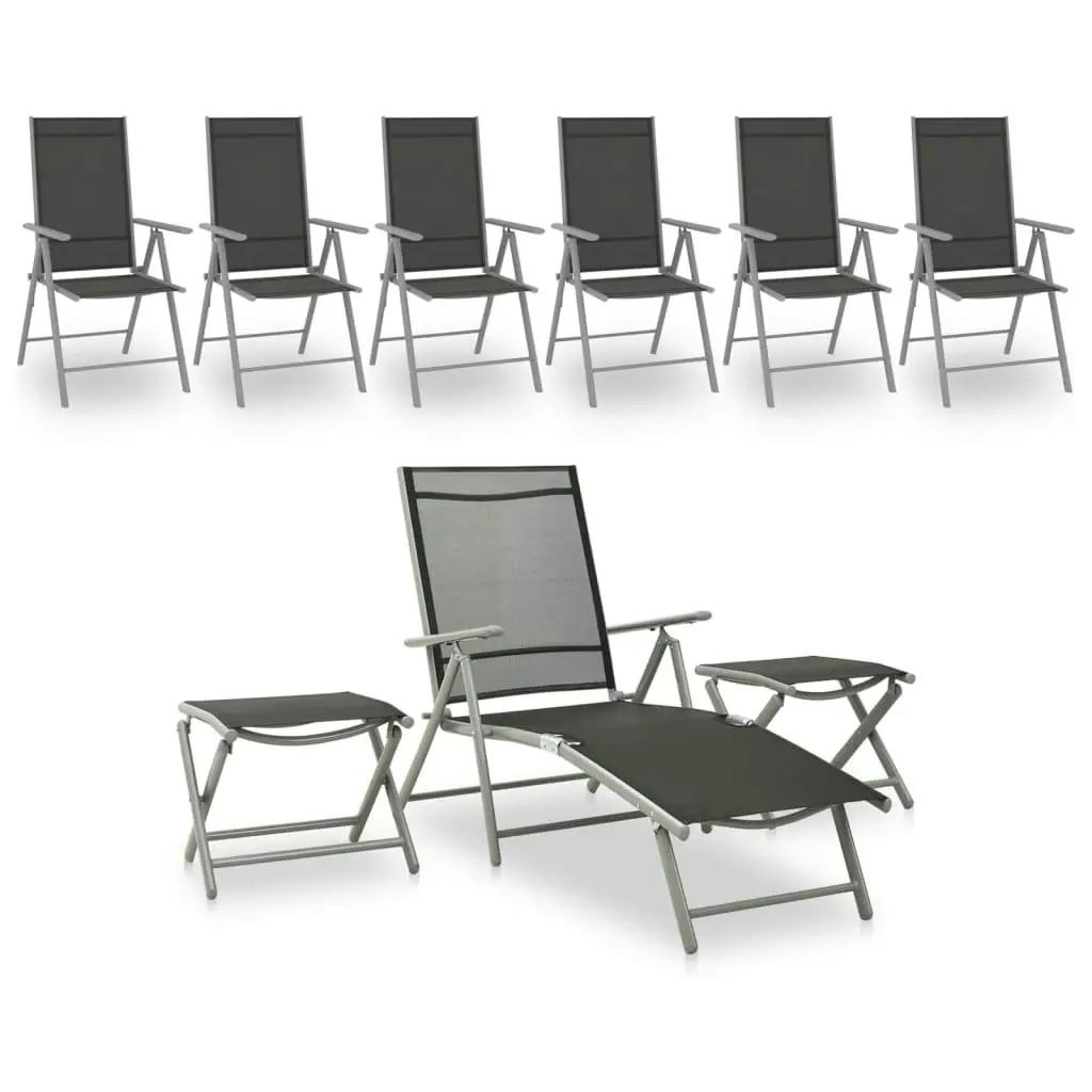 9 Piece Garden Lounge Set Black and Silver 3070644