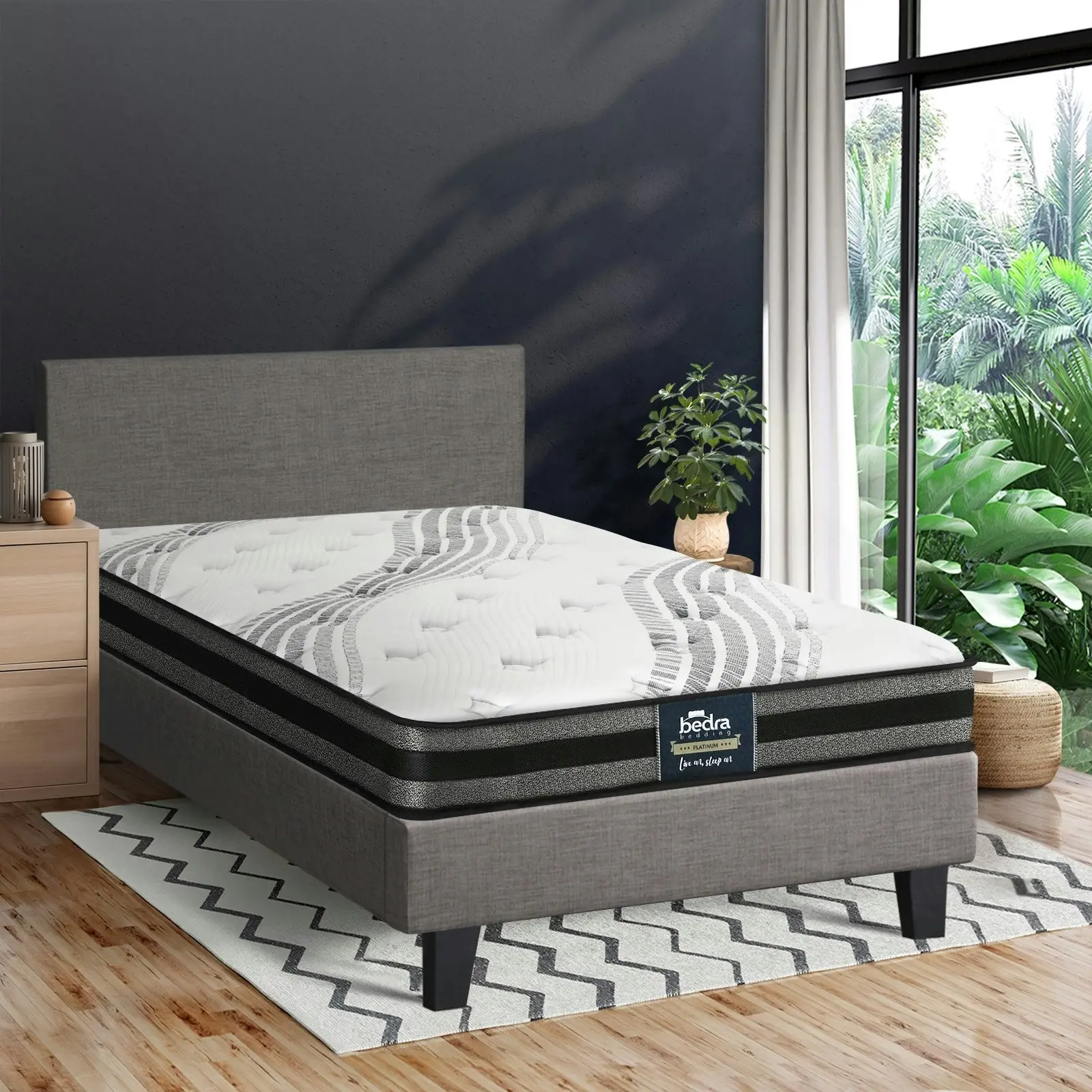 Oikiture Bed Frame with King Single Mattress Set VANK