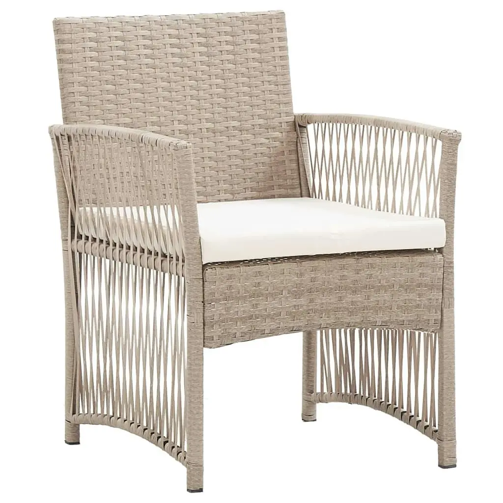 Garden Armchairs with Cushions 2 pcs Beige Poly Rattan 363408