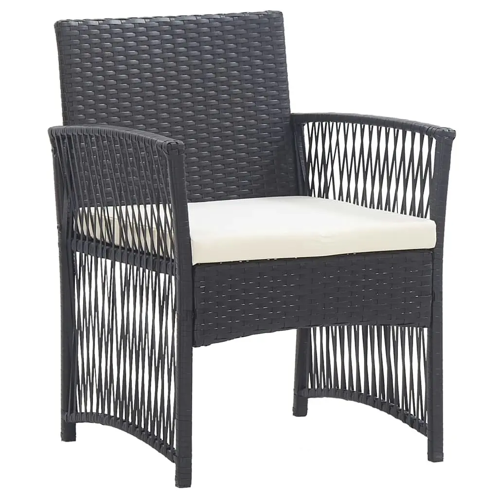 Garden Armchairs with Cushions 2 pcs Black Poly Rattan 363406