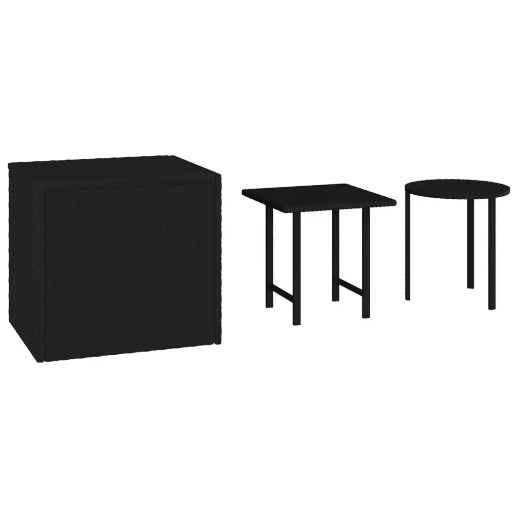 Garden Side Tables 3 pcs Black Poly Rattan 3324831