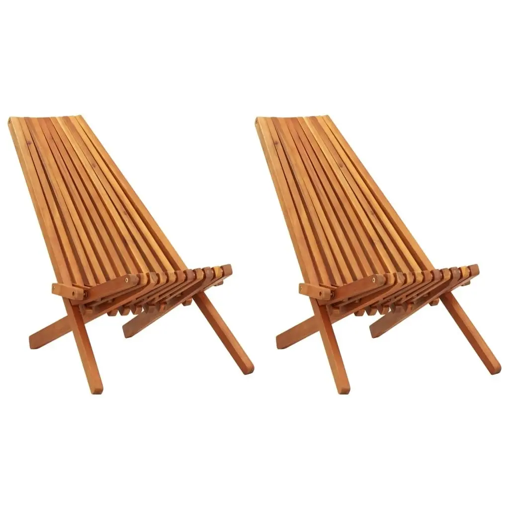 Folding Outdoor Lounge Chairs 2 pcs Solid Acacia Wood 45975