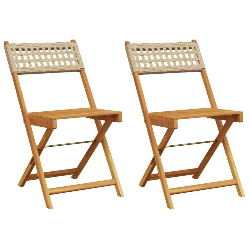 Bistro Chairs 2 pcs Beige Solid Wood Acacia and Poly Rattan 367677