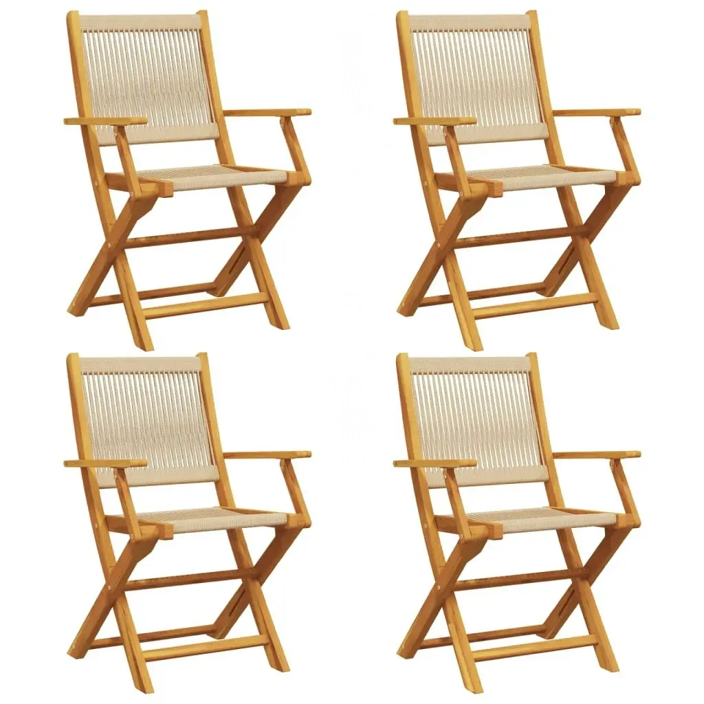 Folding Garden Chairs 4 pcs Beige Solid Wood Acacia 3214571