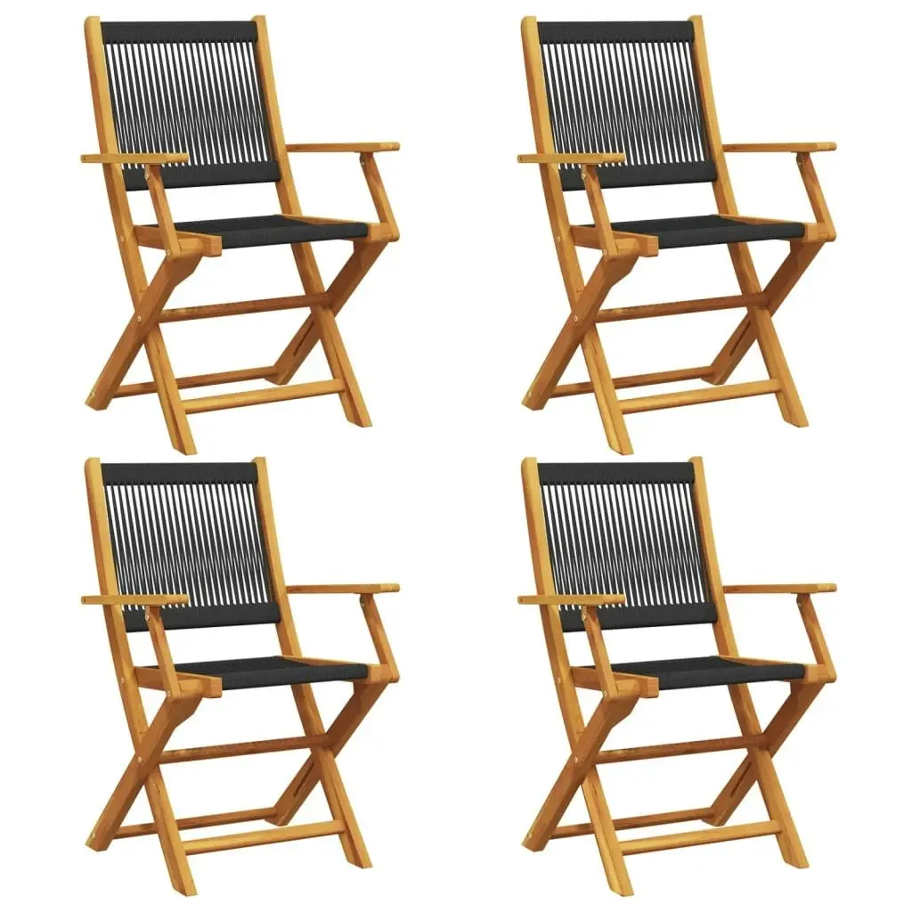 Folding Garden Chairs 4 pcs Black Solid Wood Acacia 3214565