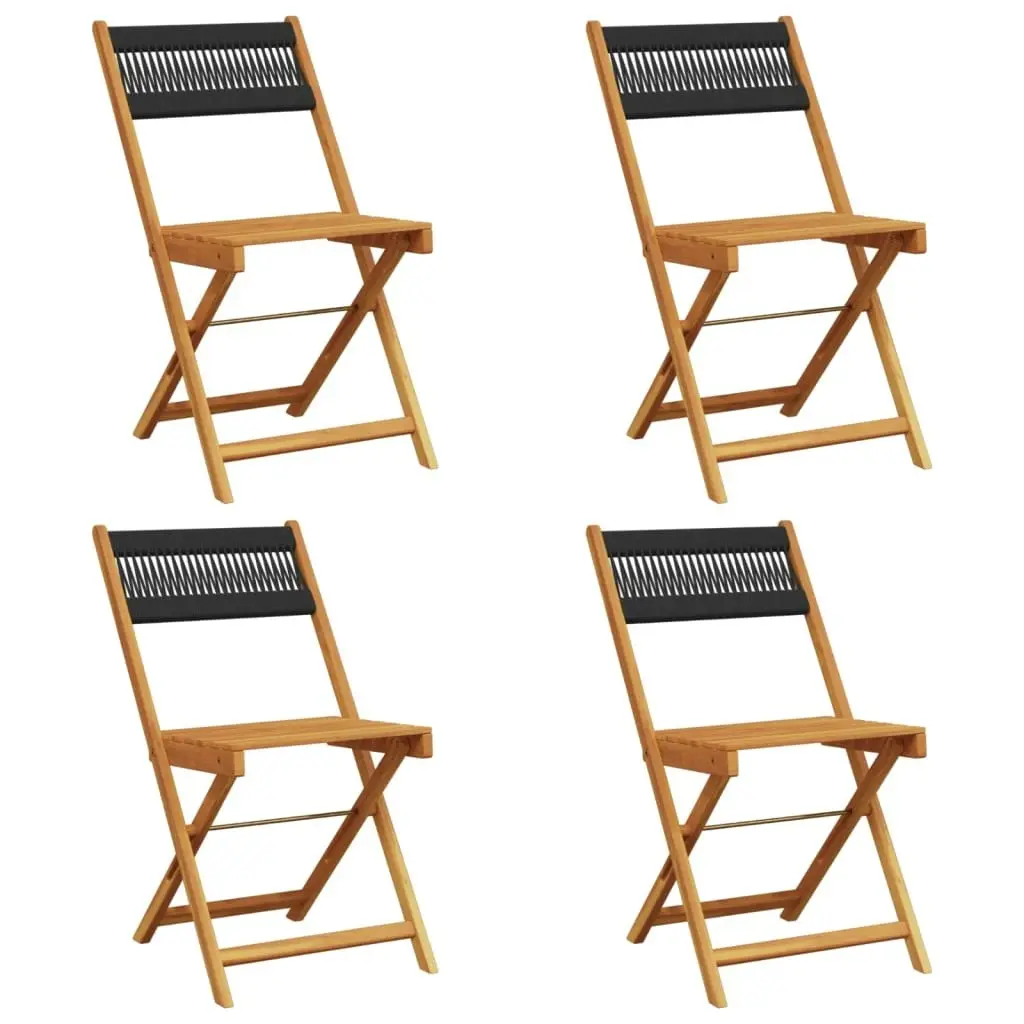 Folding Garden Chairs 4 pcs Black Solid Wood Acacia 3214601