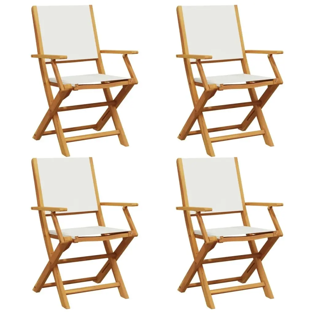 Folding Garden Chairs 4 pcs Cream White Fabric and Solid Wood 3214574