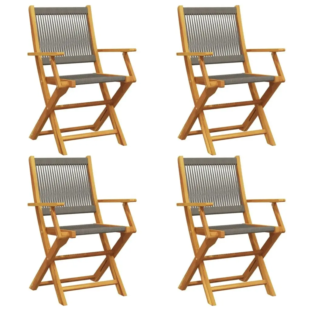 Folding Garden Chairs 4 pcs Grey Solid Wood Acacia 3214568