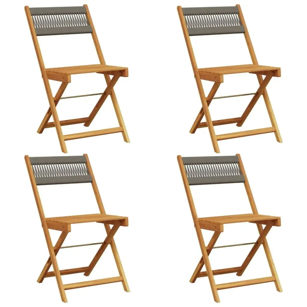 Folding Garden Chairs 4 pcs Grey Solid Wood Acacia 3214604