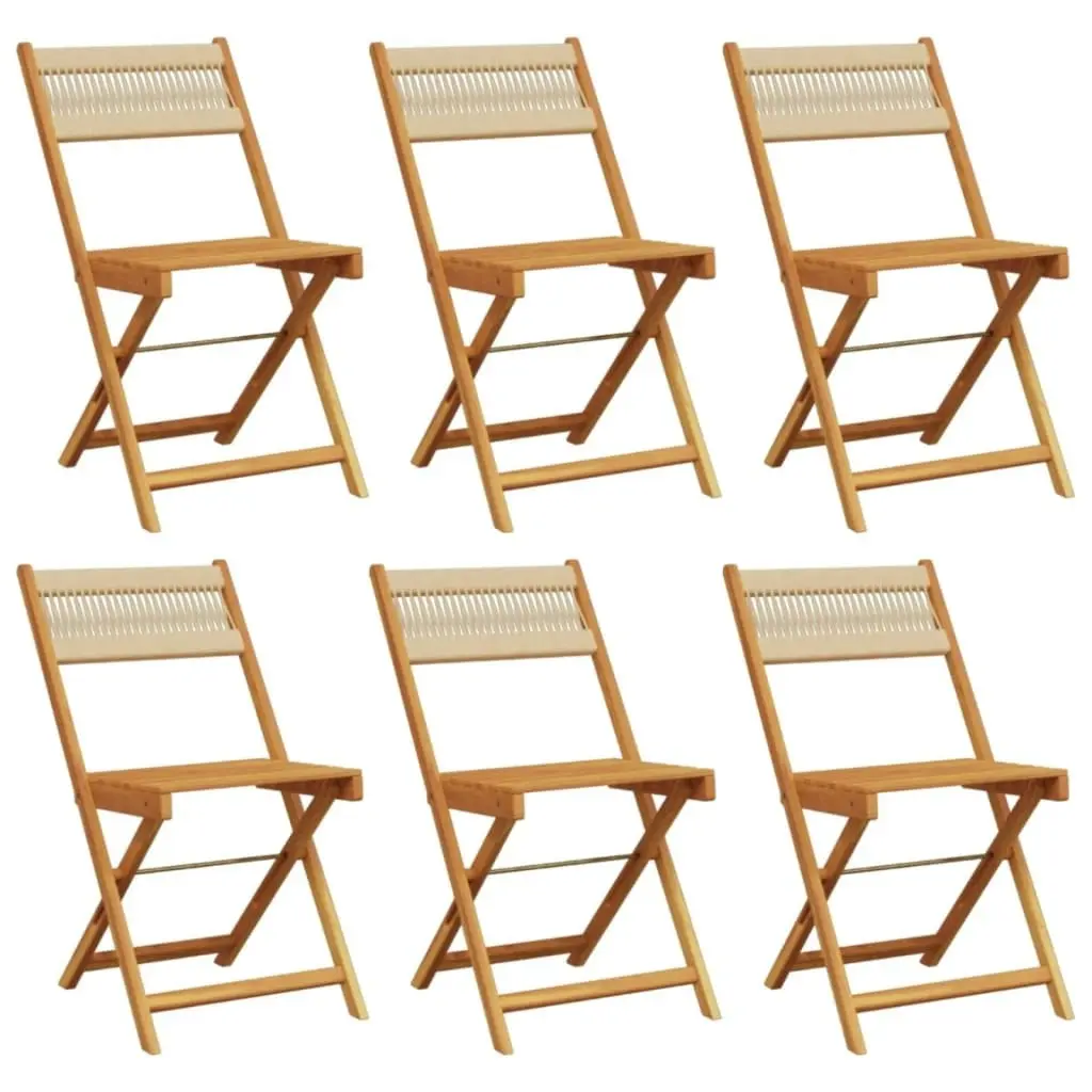 Folding Garden Chairs 6 pcs Beige Solid Wood Acacia 3214608