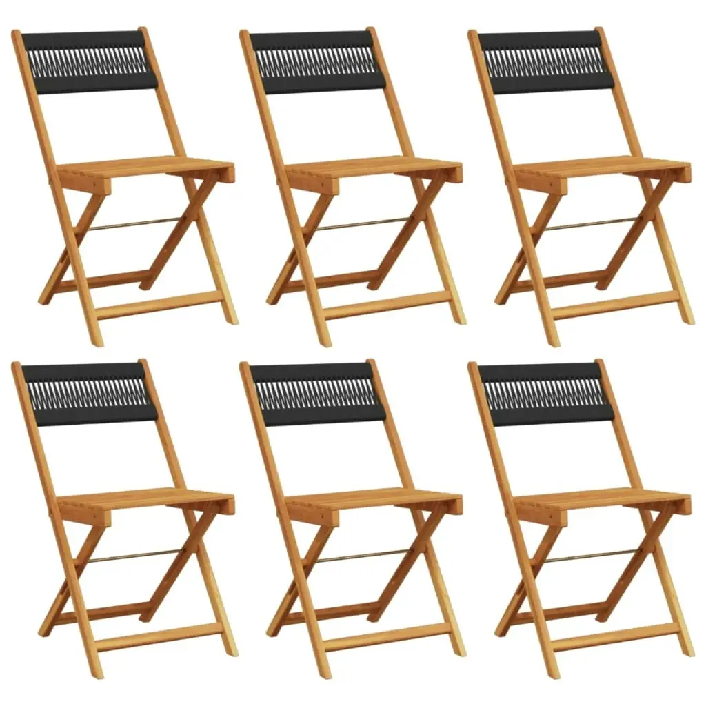 Folding Garden Chairs 6 pcs Black Solid Wood Acacia 3214602