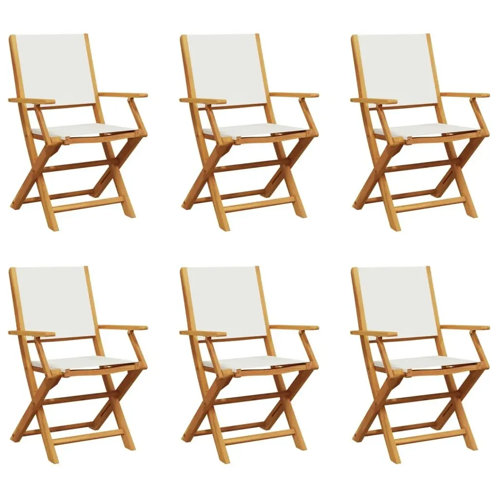 Folding Garden Chairs 6 pcs Cream White Fabric and Solid Wood 3214575