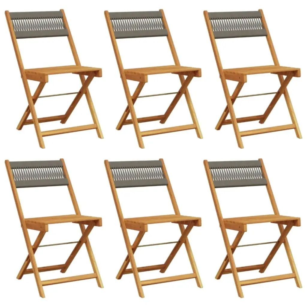 Folding Garden Chairs 6 pcs Grey Solid Wood Acacia 3214605