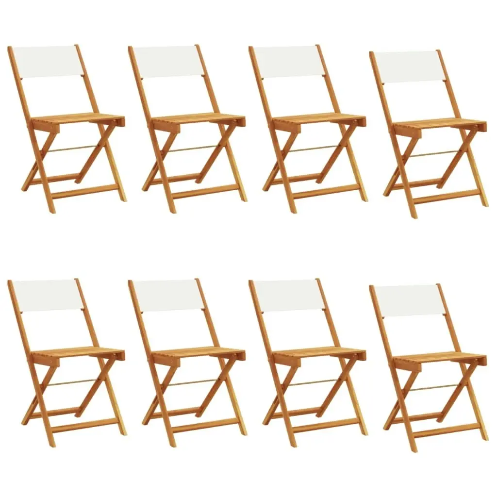 Folding Garden Chairs 8 pcs Cream White Fabric and Solid Wood 3214612