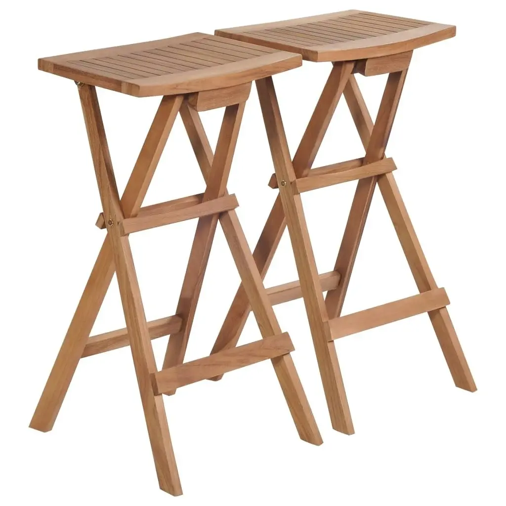 Folding Bar Stools 2 pcs Solid Teak Wood 44727