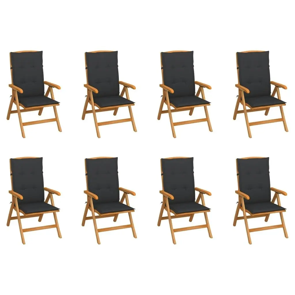 Reclining Garden Chairs with Cushions 8 pcs Solid Teak Wood 3072690