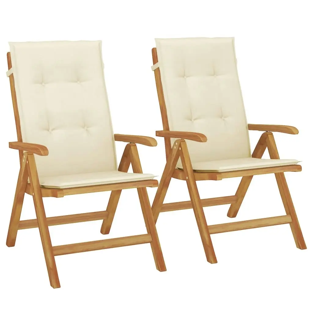 Reclining Garden Chairs with Cushions 2 pcs Solid Wood Teak 3196435