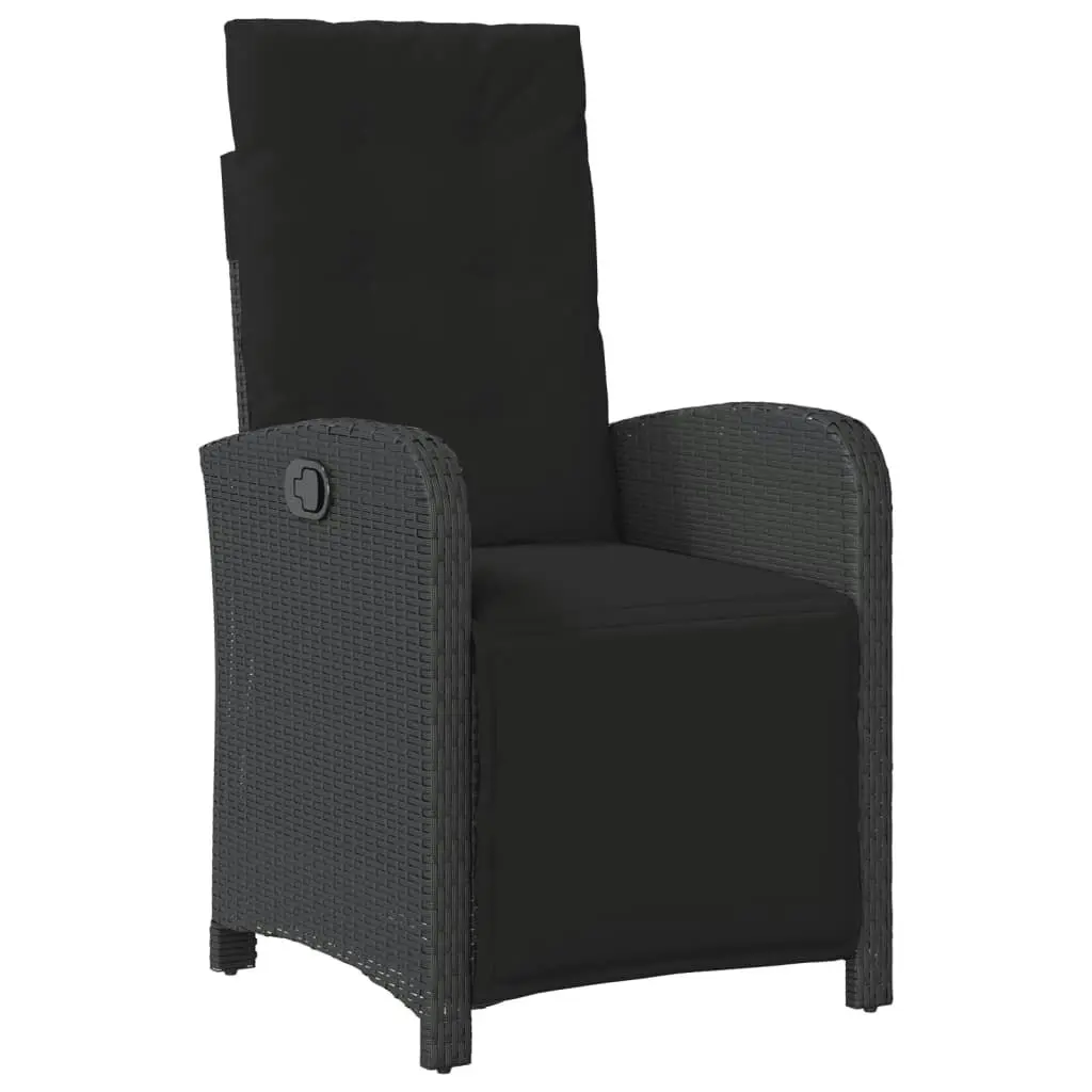 Reclining Garden Chair with Footrest Black Poly Rattan 365185