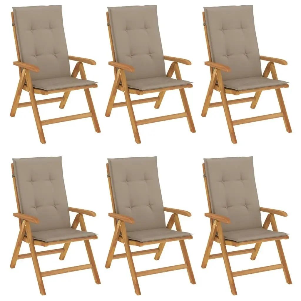 Reclining Garden Chairs with Cushions 6 pcs Solid Wood Teak 3196501