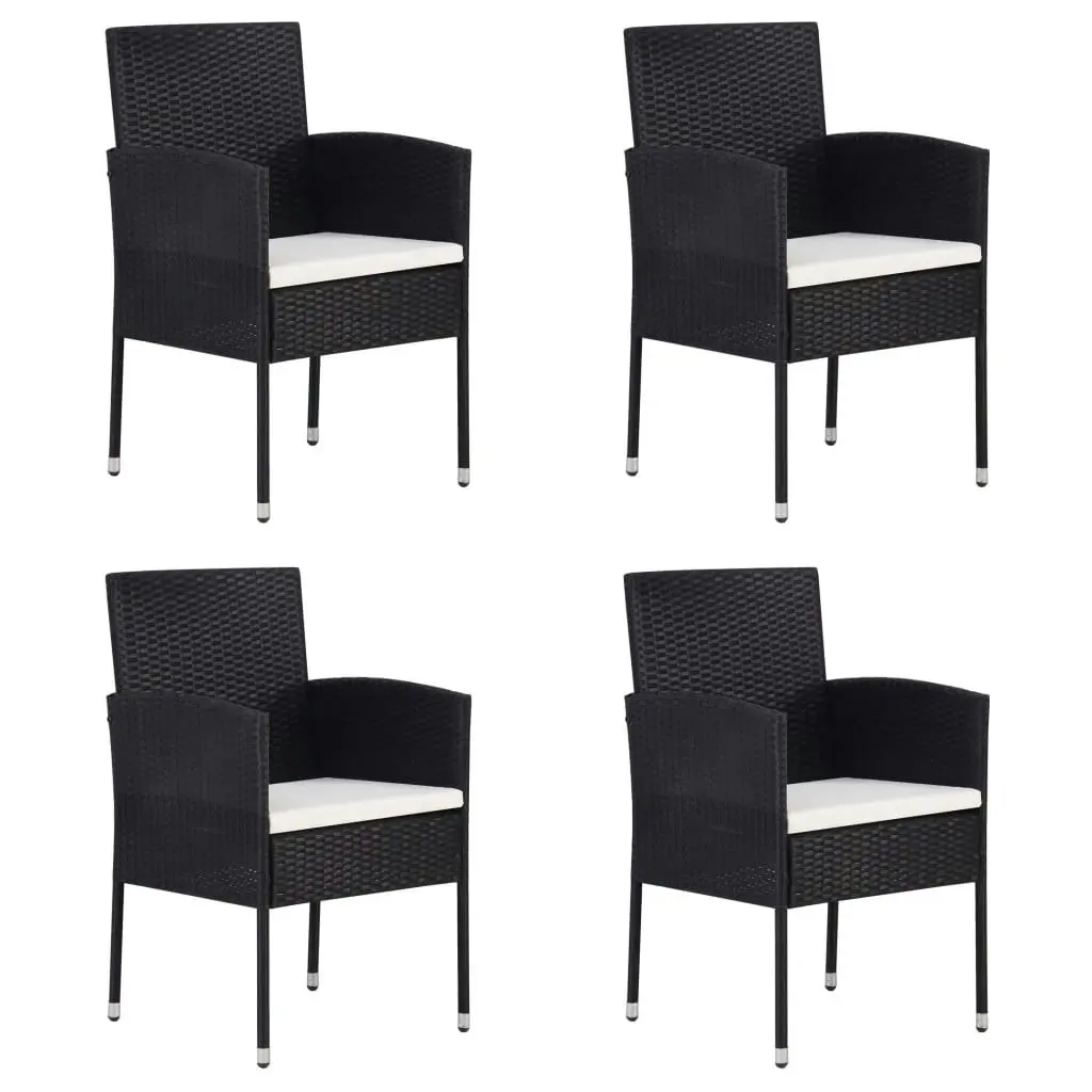 Garden Chairs with Cream White Cushions 4 pcs Black Poly Rattan 318727