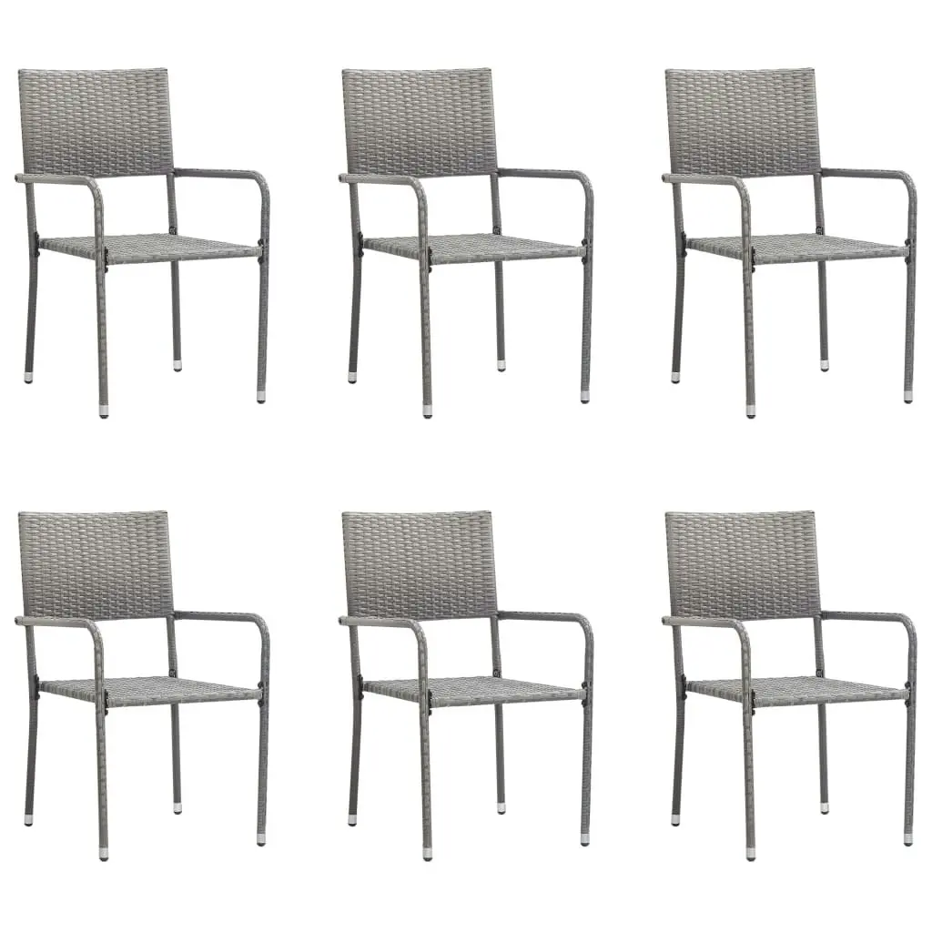 Garden Dining Chairs 6 pcs Stackable Grey Poly Rattan 318723