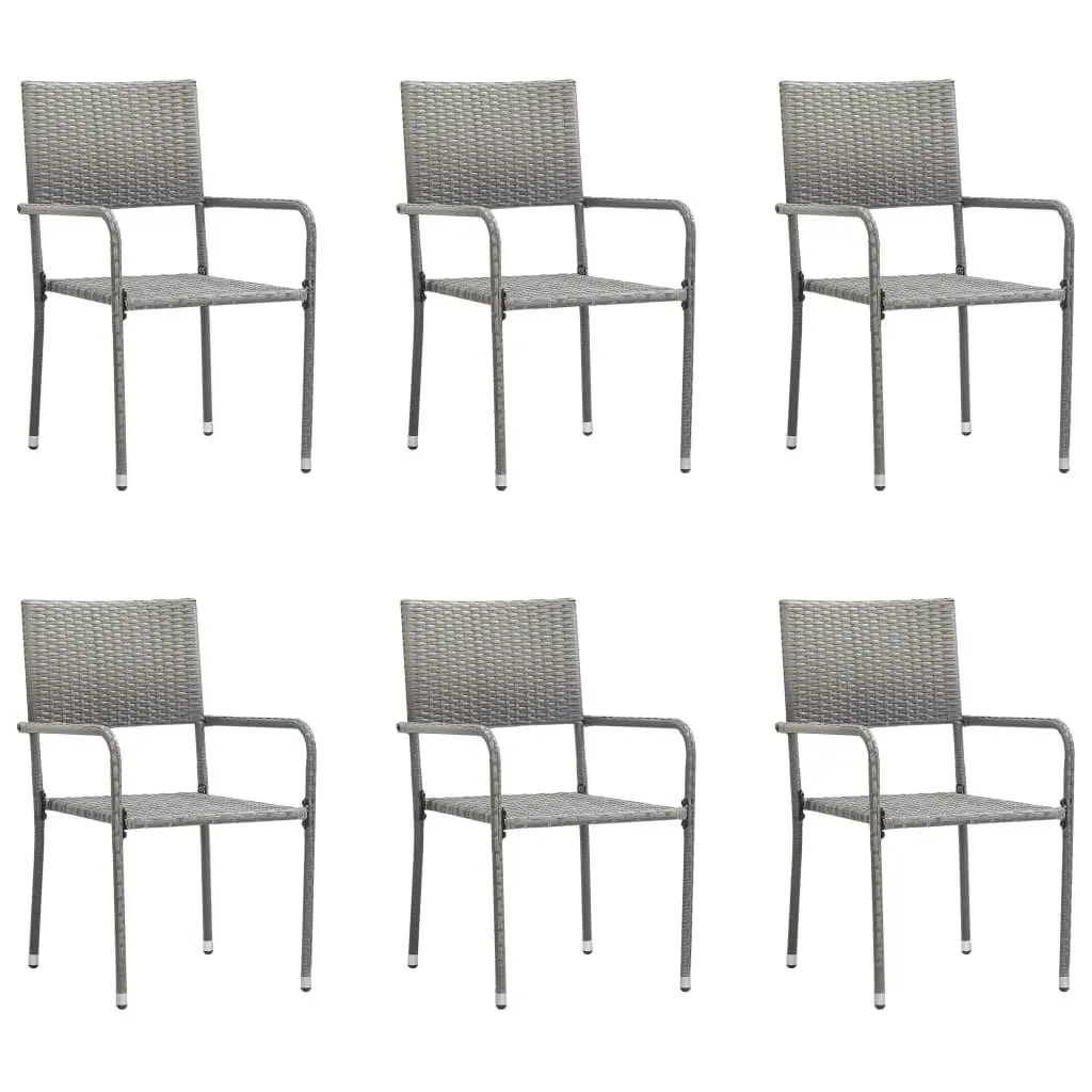 Garden Dining Chairs 6 pcs Stackable Grey Poly Rattan 318703