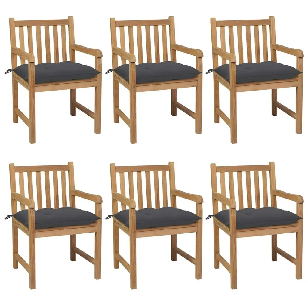 Garden Chairs 6 pcs with Anthracite Cushions Solid Teak Wood 3073046