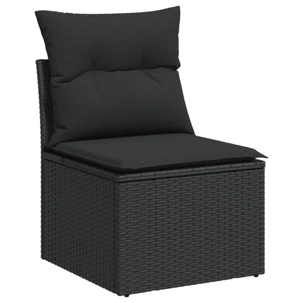 Garden Chair Armless with Cushions Black Poly Rattan 365984