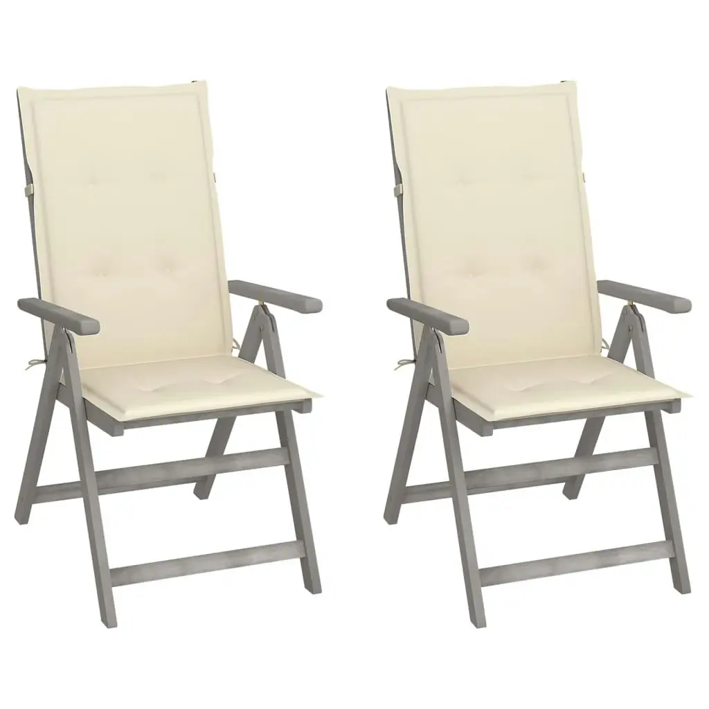 Garden Reclining Chairs 2 pcs with Cushions Solid Wood Acacia 3064700