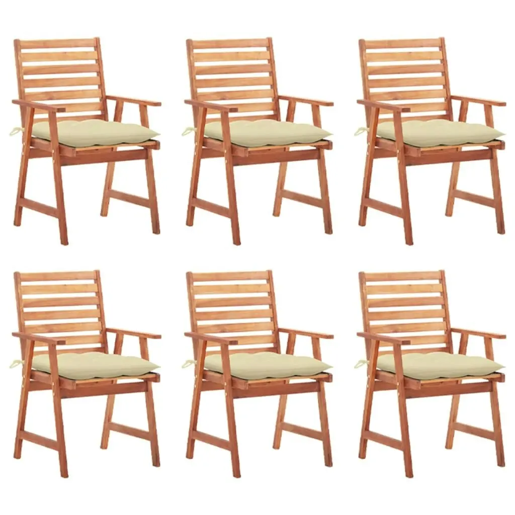 Outdoor Dining Chairs 6 pcs with Cushions Solid Acacia Wood 3078364