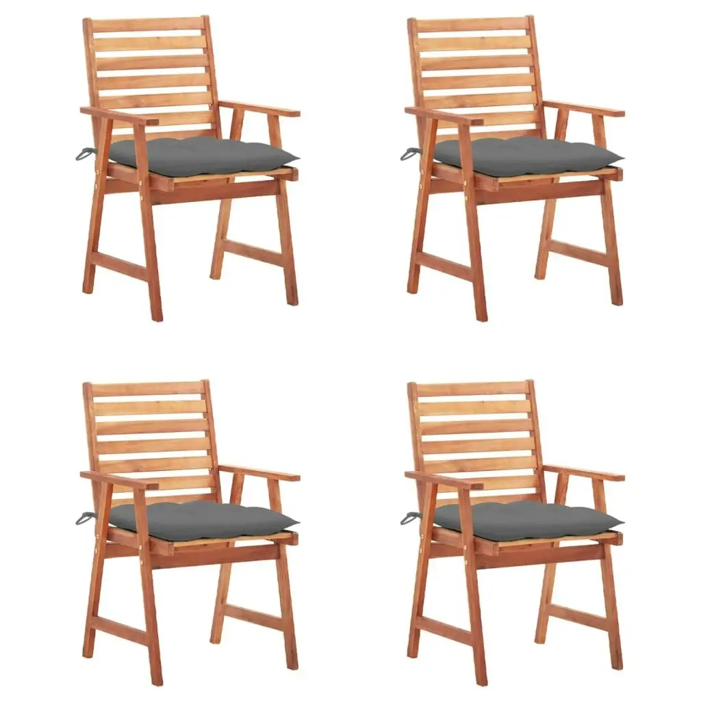 Outdoor Dining Chairs 4 pcs with Cushions Solid Acacia Wood 3078336